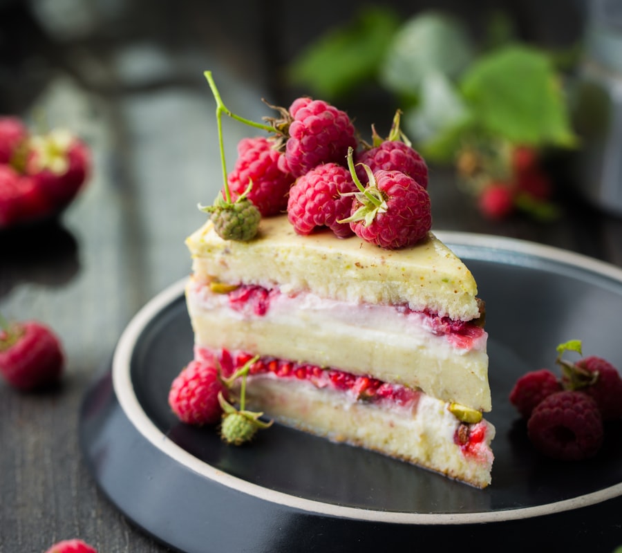 Raspberry pistachio cake